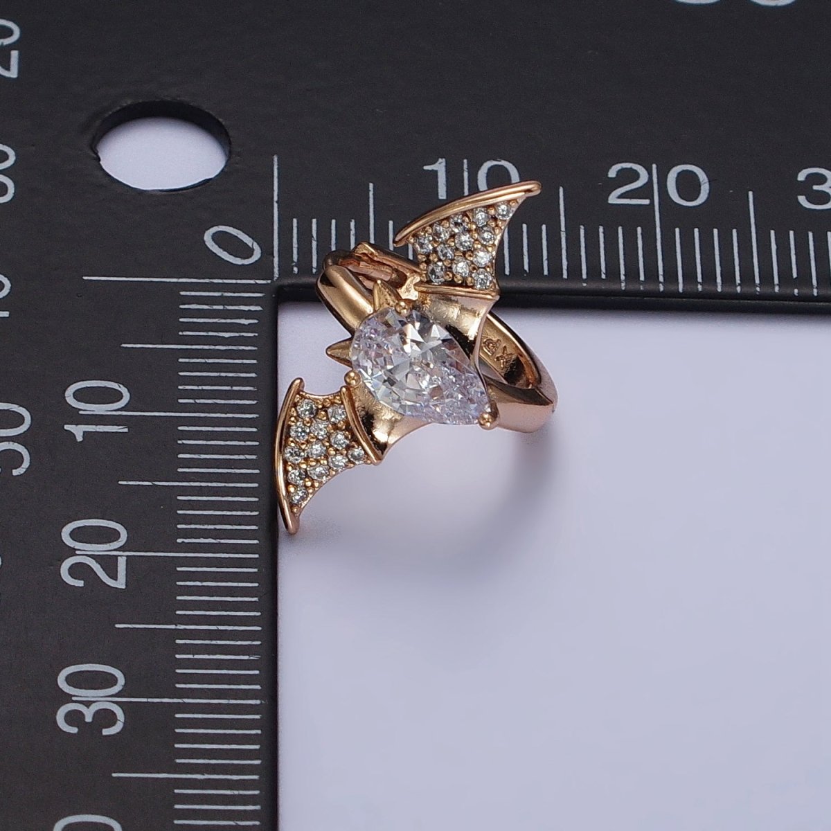 18K Gold Filled Bat Huggie Earring Micro Pave Cz Stone Animal Halloween Jewelry AB1079 - DLUXCA
