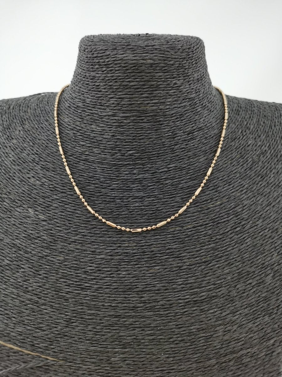 18K Gold Filled Bead Necklace Chain, 17.5 Inch Bead Finished Chain For Jewelry Making, Dainty 2.1mm Bead Necklace w/Spring Ring | CN-271 - DLUXCA