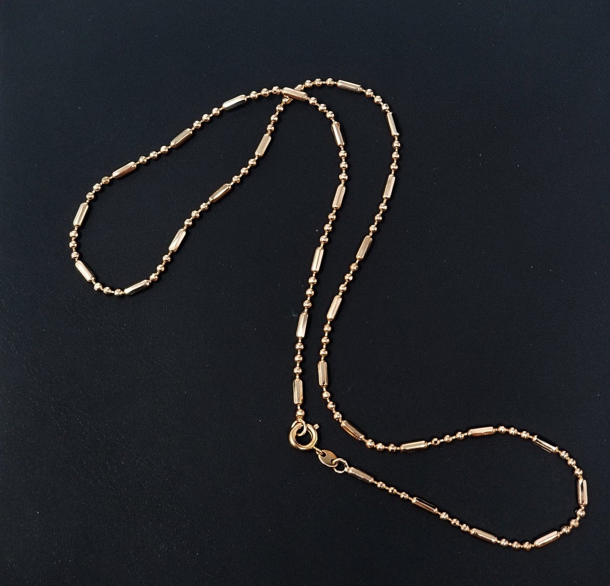 18K Gold Filled Bead Necklace Chain, 17.5 Inch Bead Finished Chain For Jewelry Making, Dainty 2.1mm Bead Necklace w/Spring Ring | CN-271 - DLUXCA