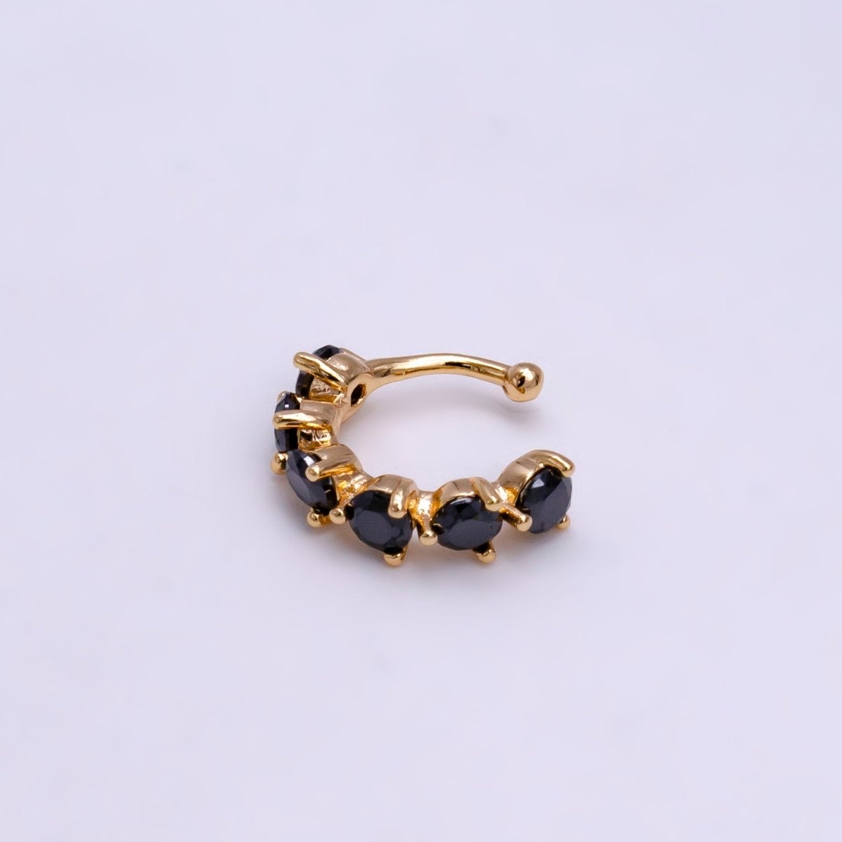 18K Gold Filled Black, Clear, Soft Multicolor, Dark Multicolor CZ Lined Ear Cuff Earrings | AI064 - AI067 - DLUXCA