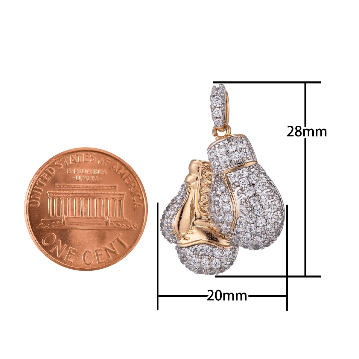 18k Gold Filled Boxing Glove Necklace Pendant Boxer Micro Pave CZ Boxer Glove Charm Sport champion Bails Findings for Jewelry Making H-864 - DLUXCA