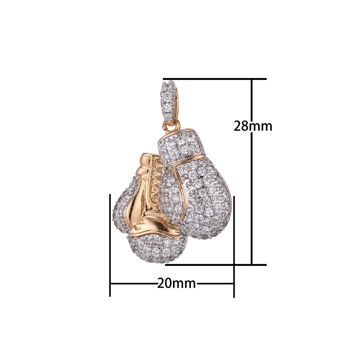 18k Gold Filled Boxing Glove Necklace Pendant Boxer Micro Pave CZ Boxer Glove Charm Sport champion Bails Findings for Jewelry Making H-864 - DLUXCA