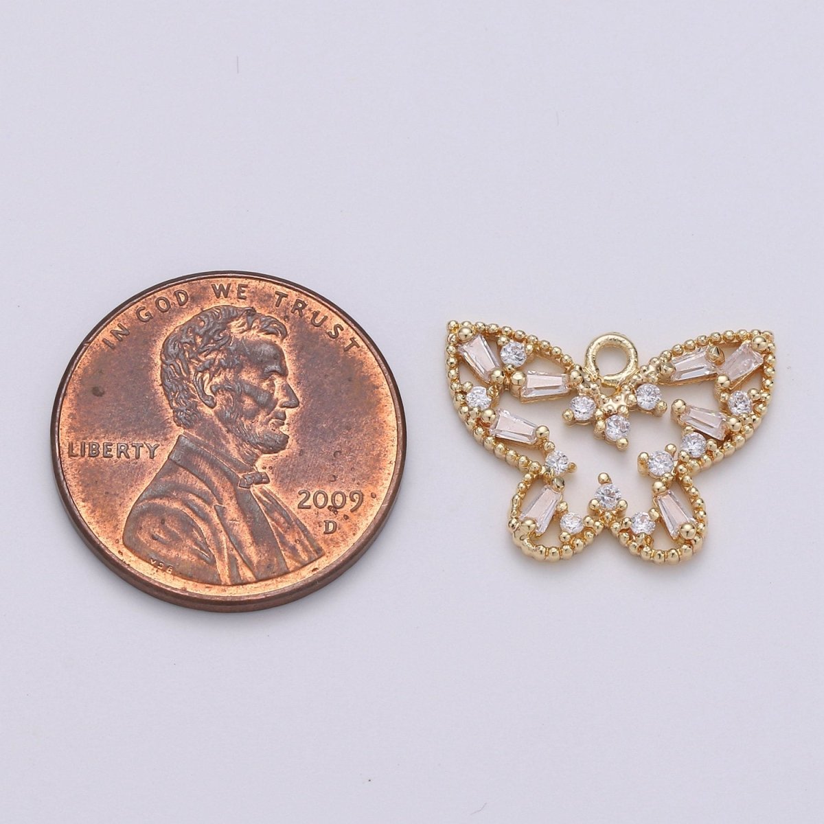 18k Gold Filled Butterfly Charm Baguette Cubic Butterfly Pendant Mariposa Butterfly Charms for Necklace Earring Bracelet Charm D-406 - DLUXCA