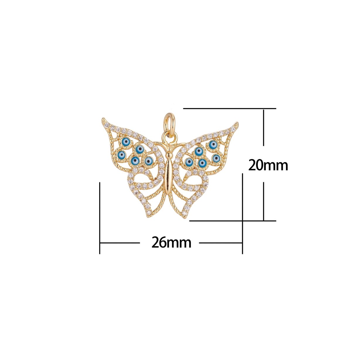 18K Gold Filled Butterfly Cubic Zirconia Charm Pendant C-041 - DLUXCA
