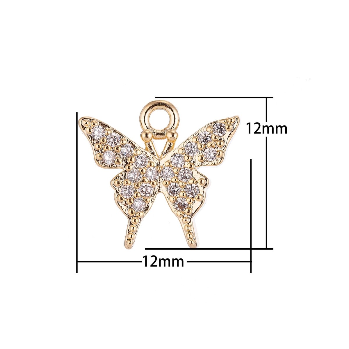 18K Gold Filled Butterfly Insect Cubic Zirconia Pendant Charm C-006 C-075 - DLUXCA