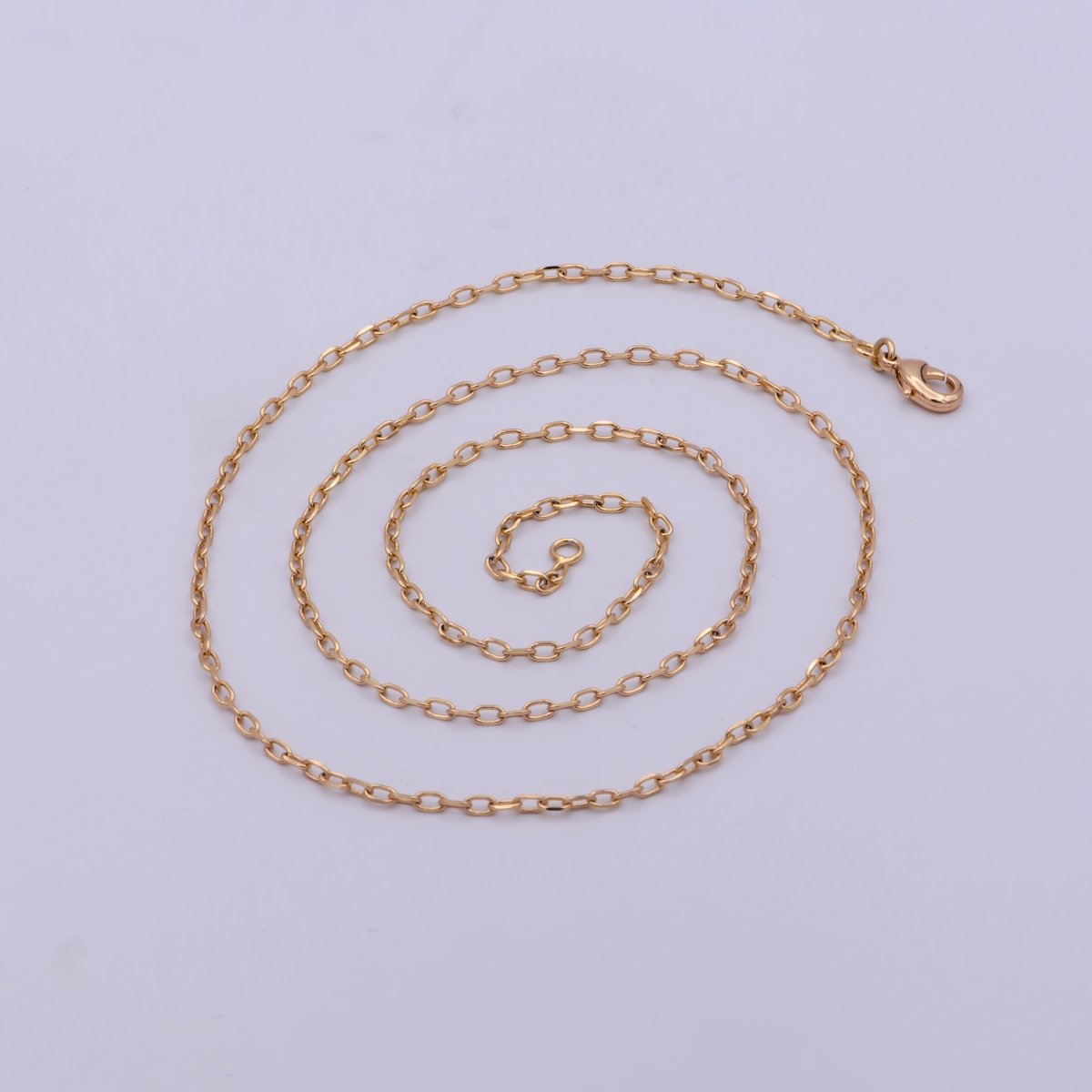 18K Gold Filled Cable Chain Necklace, 21.4 Inch Cable Chain Necklace, Dainty 1.7mm Link Necklace | WA-478 Clearance Pricing - DLUXCA