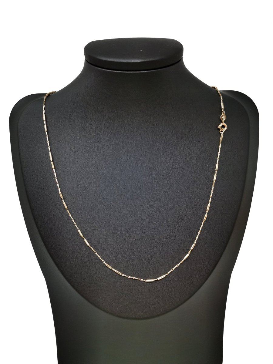 18K Gold Filled Chain, 17.7" Layering Beaded Necklace, Dainty 1mm Bead Necklace w/ Spring Ring | CN-736 Clearance Pricing - DLUXCA