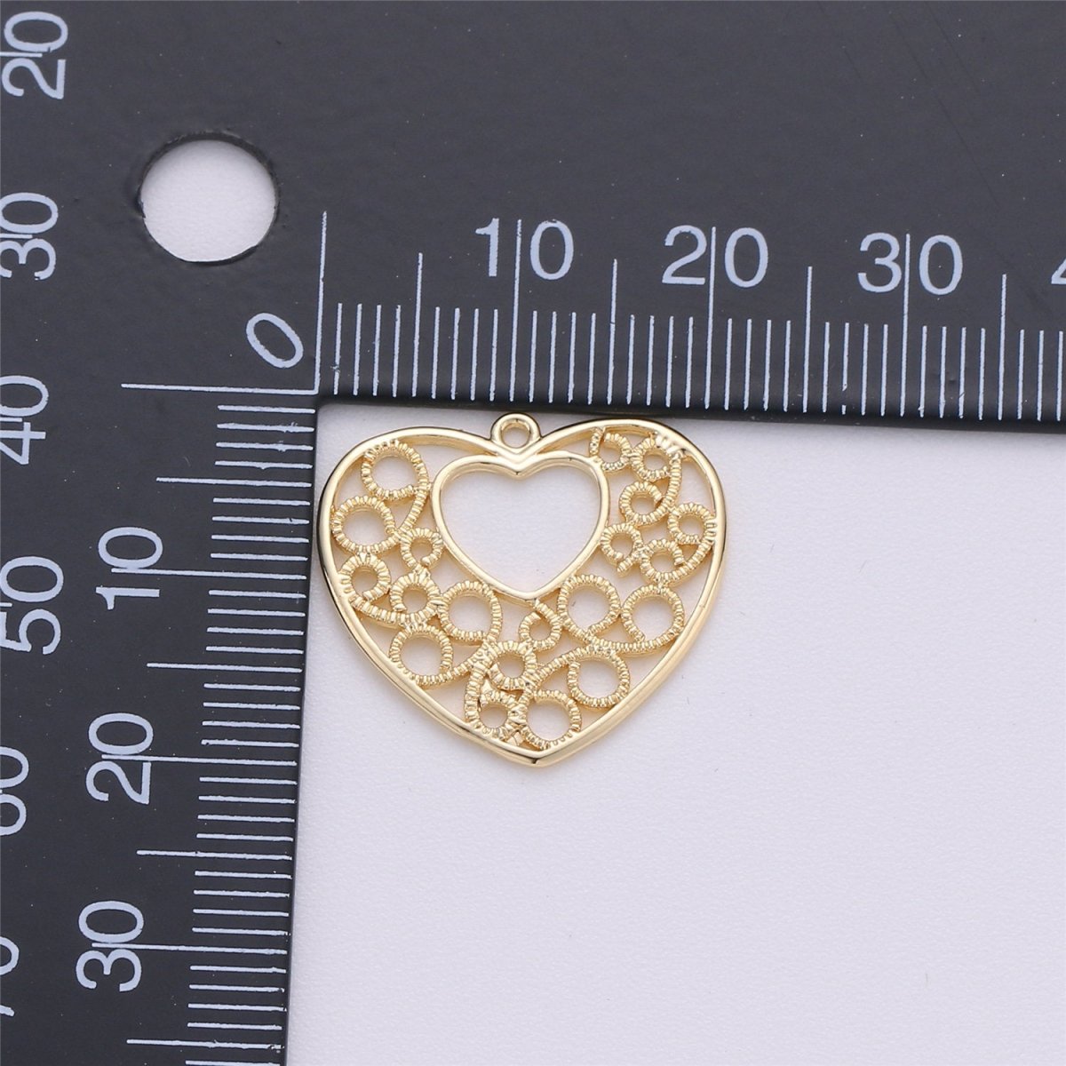 18K Gold Filled Chain Dainty Hearts Charm for Necklace Earring Charm for Jewelry Making Stylish Love Charm Filigree,C-456 - DLUXCA