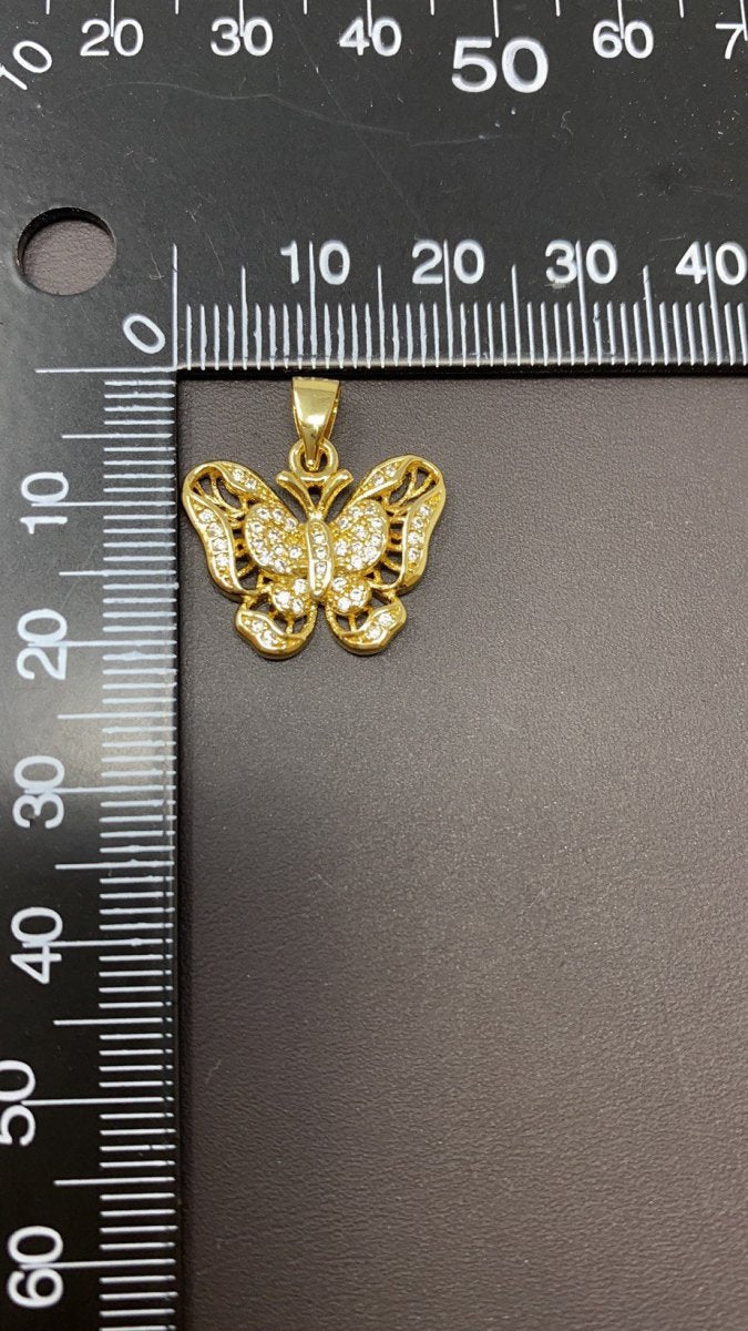 18k Gold Filled Charm Dainty Cubic Butterfly Pendant, Bracelet Charm, Necklace Pendant, Micro Pave Animal Jewelry Supply I-630 - DLUXCA