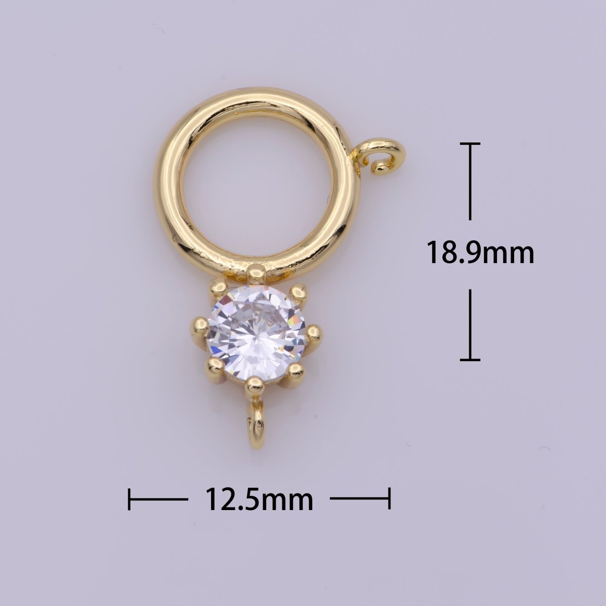 18K Gold Filled Charm Dangle Round Charm Double Bail Link Connector for Necklace L-563 - DLUXCA