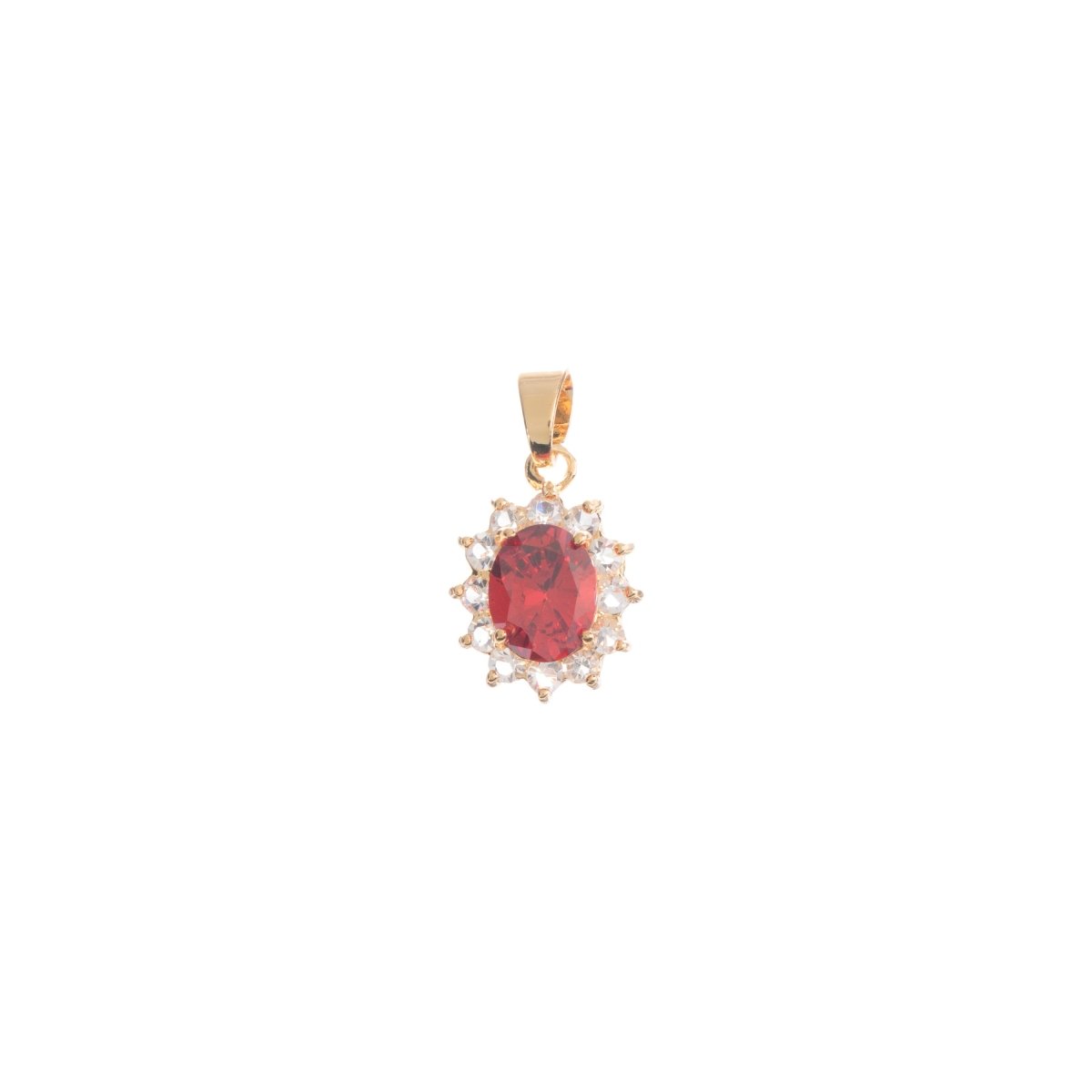 18K Gold Filled Charm, Multi-Colored Sun Cubic Zirconia Pendant with Colored CZ Crystal Gemstone, Pendant Birthstone For Jewelry Making I-040 J-256~J-261 - DLUXCA