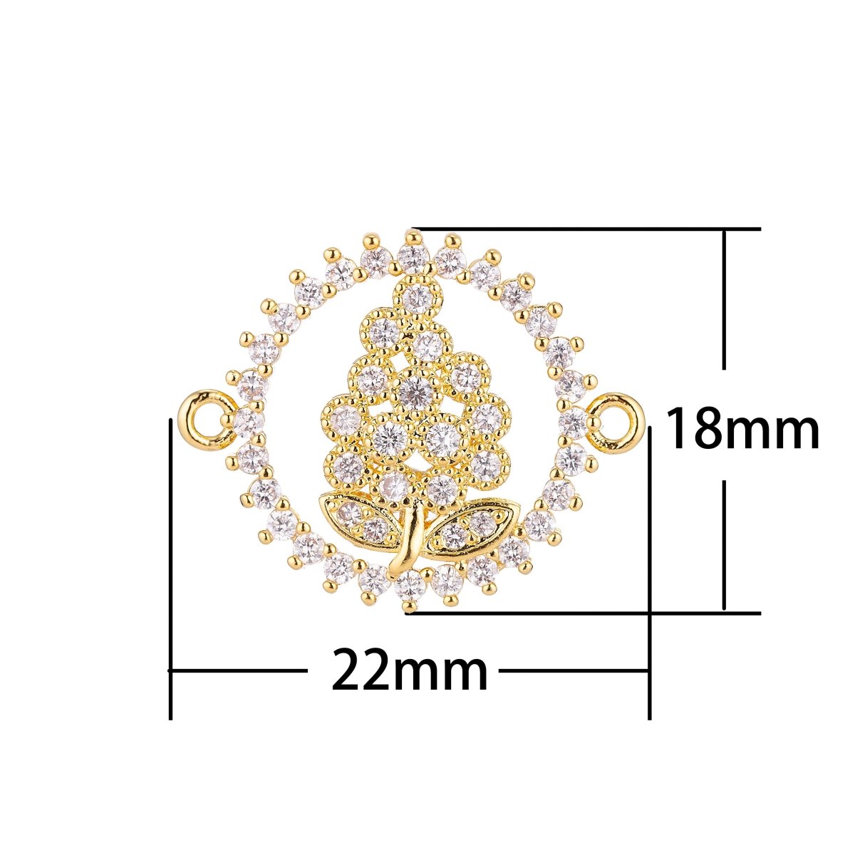 18K Gold Filled Charm Sparkle Elegant Cute Grapes Cubic Zirconia Bracelet Charm Double Bail Charm Finding Connector For Jewelry Making F-027 - DLUXCA