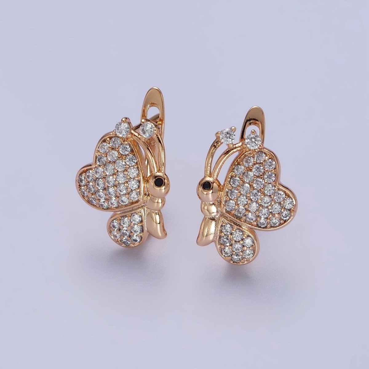 18K Gold Filled Clear cz Butterfly Mariposa Micro Paved Stud Earrings | AB1078 - DLUXCA