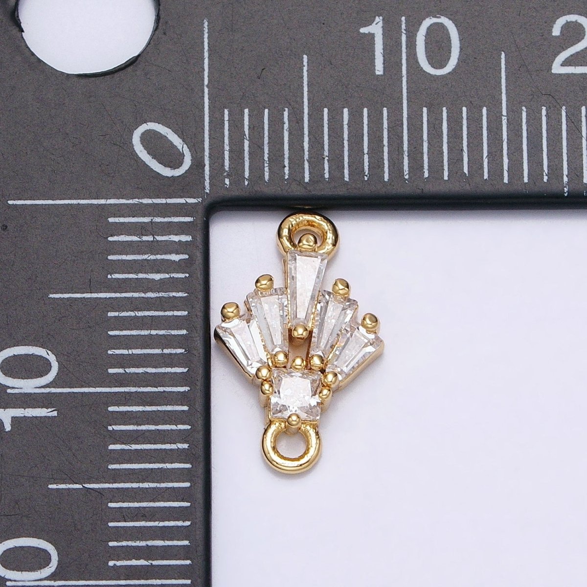 18K Gold Filled Clear CZ Multiple Baguette Round Mini Connector in Gold & Silver | AA948 AA949 - DLUXCA