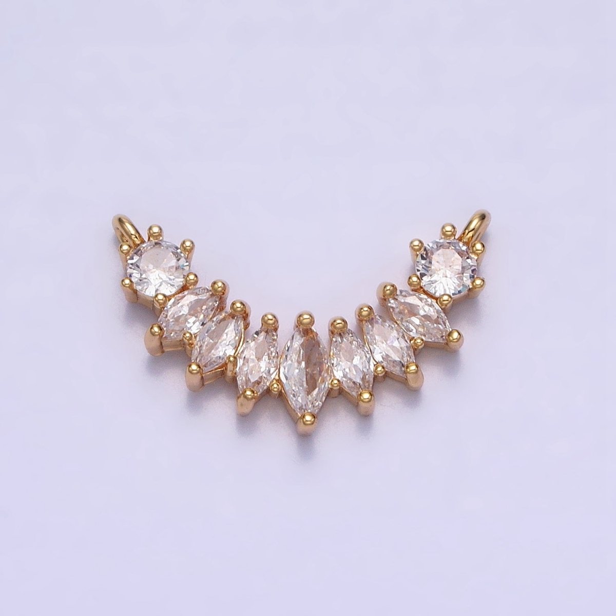 18K Gold Filled Clear Marquise CZ Curved Lined Connector in Gold & Silver | AA956 AA957 - DLUXCA
