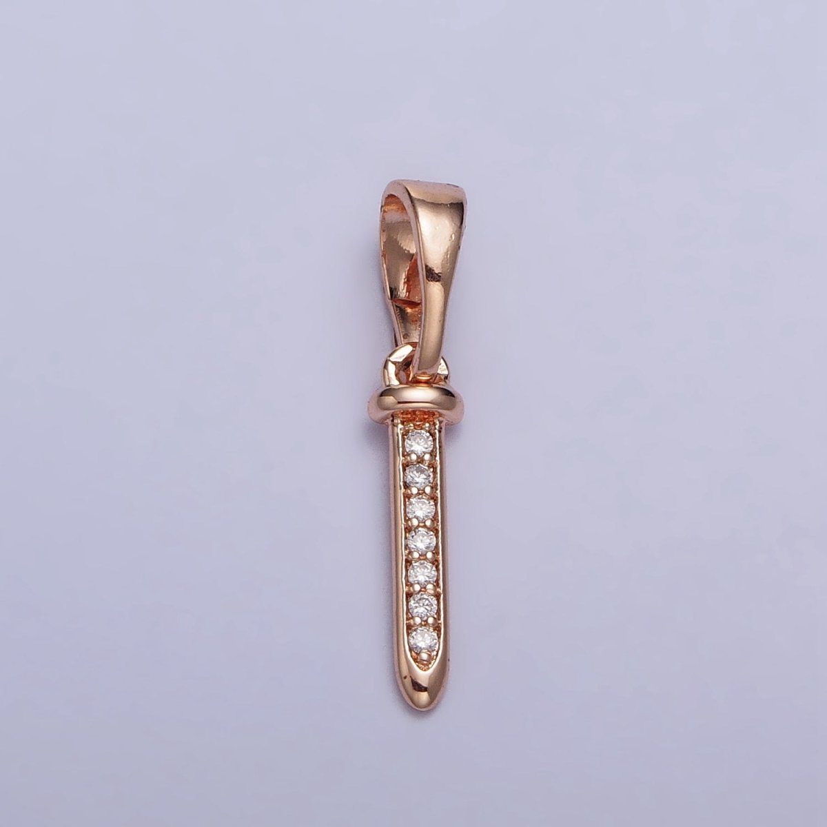 18K Gold Filled Clear Micro Paved CZ 19mm Long Bullet Bar Pendant | AA027 - DLUXCA