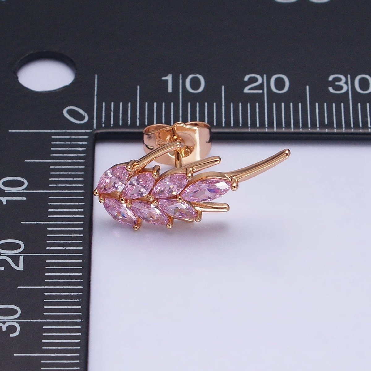 18K Gold Filled Clear, Pink Marquise CZ Bar Stud Earrings | AD1389 AD1390 - DLUXCA