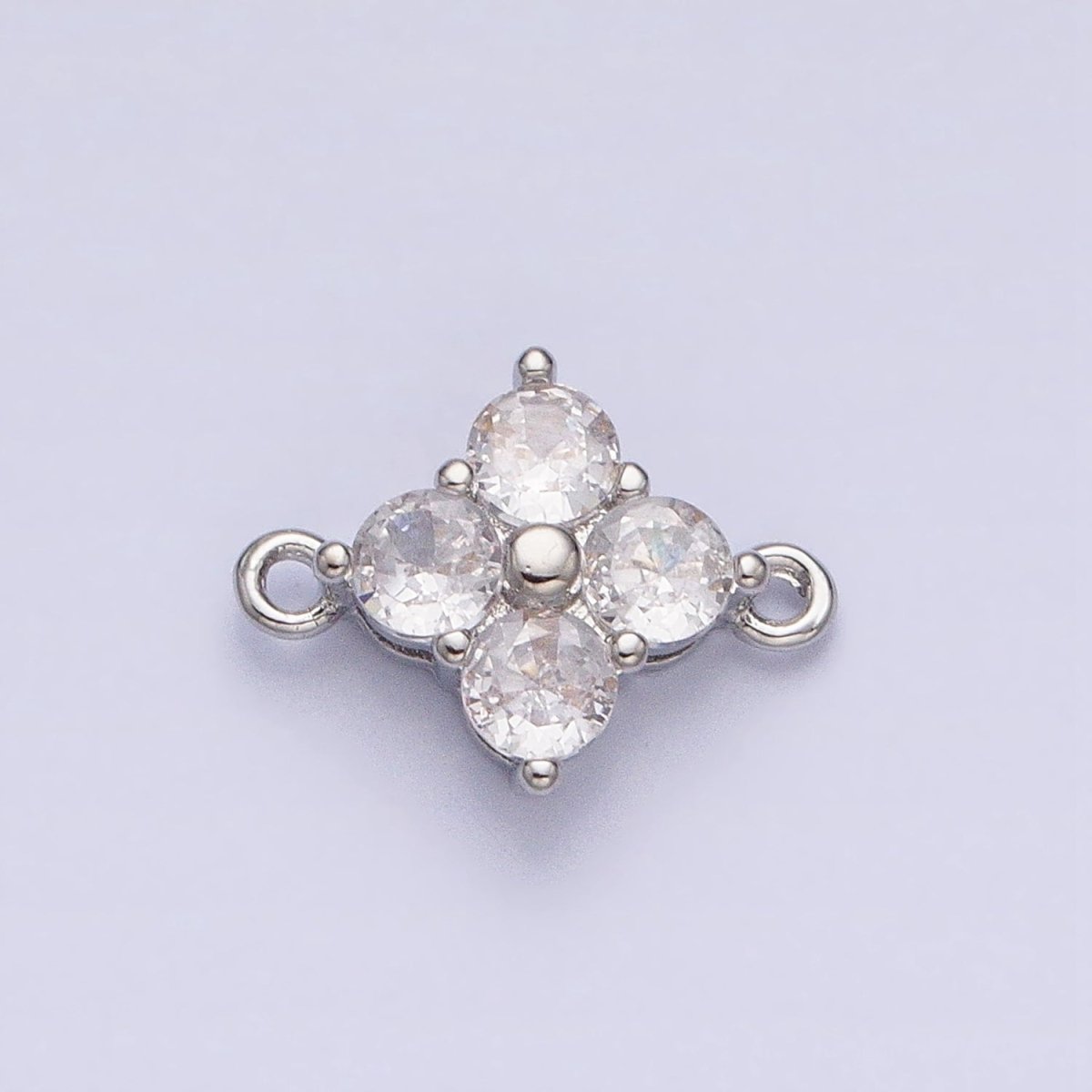 18K Gold Filled Clear Quatrefoil Clover Flower Connector in Gold & Silver | Y - 843 - DLUXCA