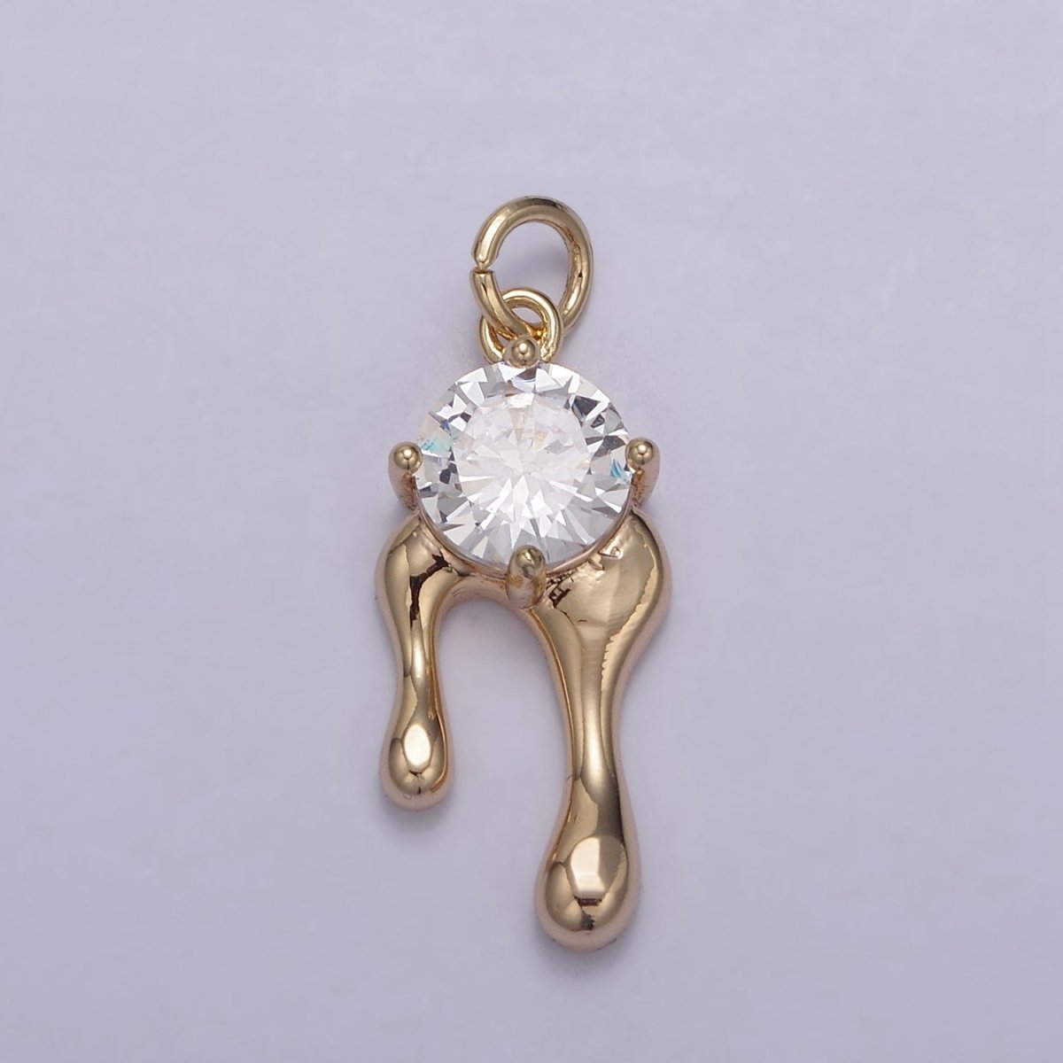 18k Gold Filled Clear Round Cut Solitaire CZ Ladies Pendant Charm N-828 - DLUXCA