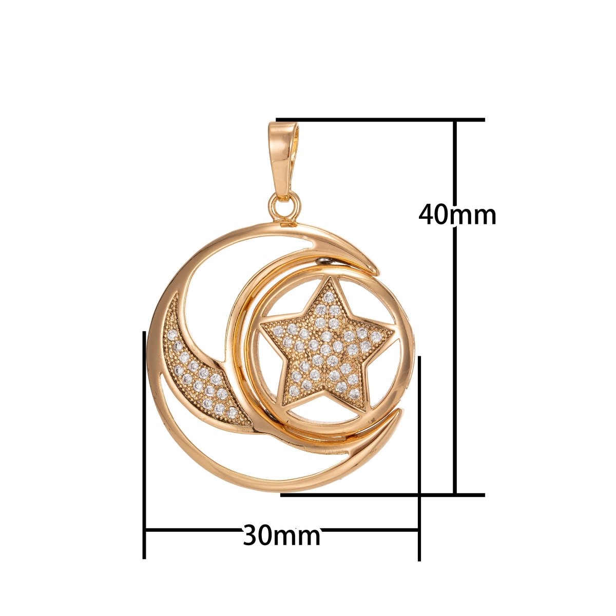 18k Gold Filled Coin Necklace Celestial Jewelry Cubic Jewelry Gold Necklace for woman Moon Star Layering Necklace Micro Pave Charm, PDGF-1170/I-234 - DLUXCA