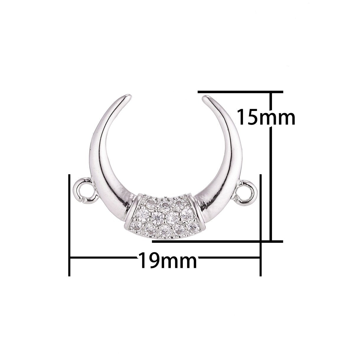 18K Gold Filled Crescent Moon, Ox Horn Bull Bone Cubic Zirconia Bracelet Charm Bead Finding Connector for Earring Jewelry MakingF-049 - DLUXCA