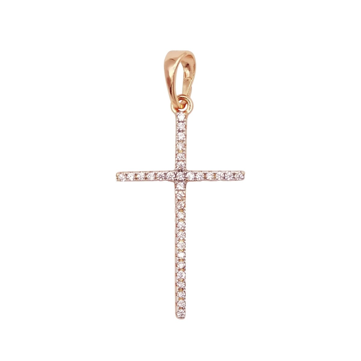 18k Gold Filled Cross Charm Faith, Believe, Pray, Love, Craft Cubic Zirconia Necklace Pendant Charm Bails Findings for Jewelry Making - DLUXCA
