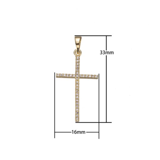 18k Gold Filled Cross Charm Faith, Believe, Pray, Love, Craft Cubic Zirconia Necklace Pendant Charm Bails Findings for Jewelry Making - DLUXCA