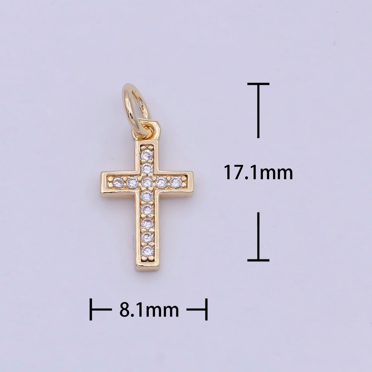18K Gold Filled CROSS Charm Minimalist Religious Jewelry Supply W-177 - DLUXCA