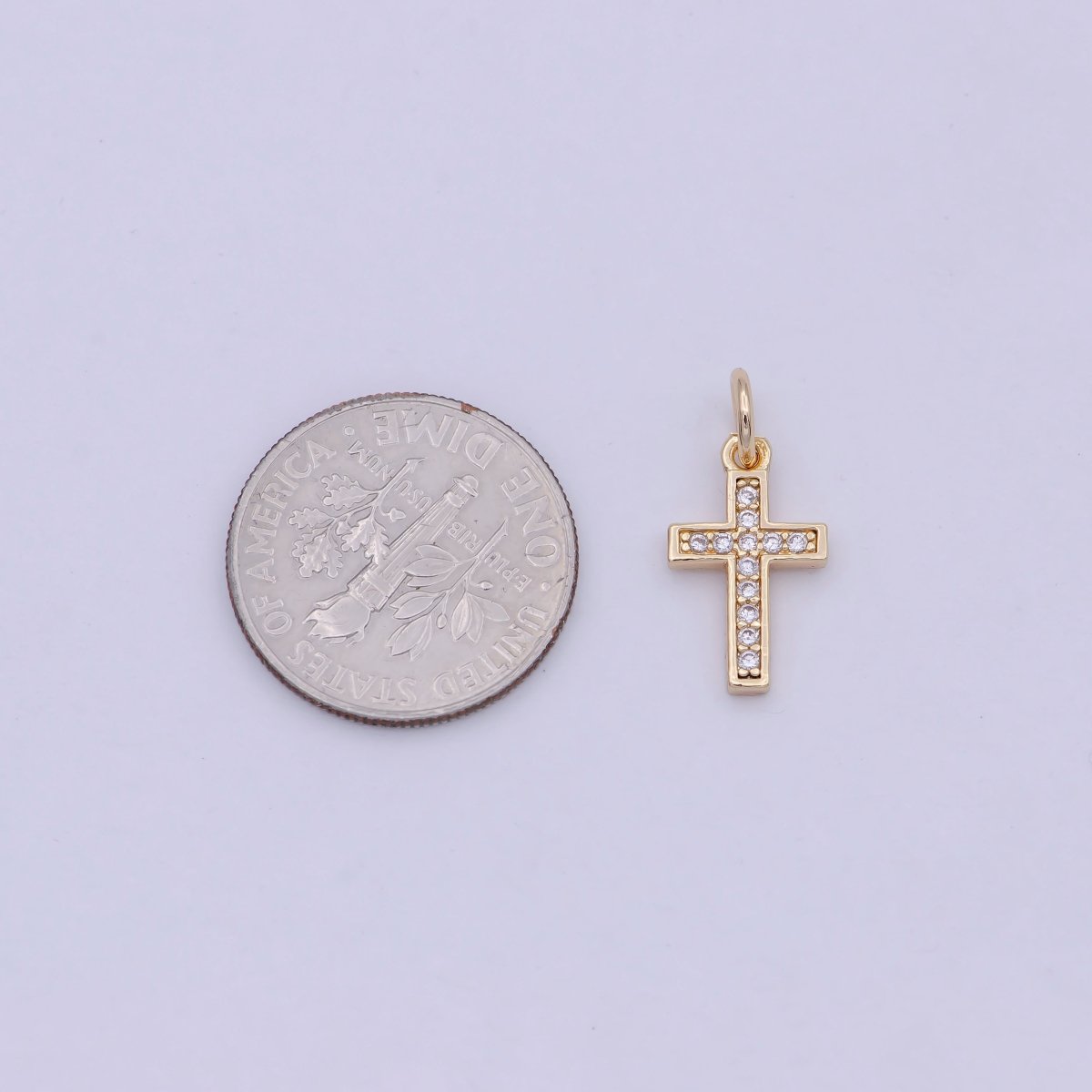 18K Gold Filled CROSS Charm Minimalist Religious Jewelry Supply W-177 - DLUXCA