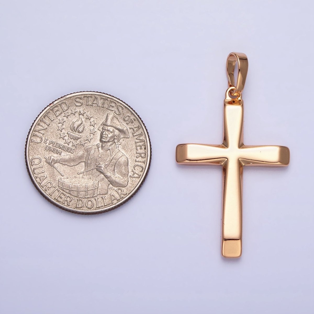 18K Gold Filled Cross Pendant Minimalist Cross Charm Religious Jewelry Making AA244 - DLUXCA