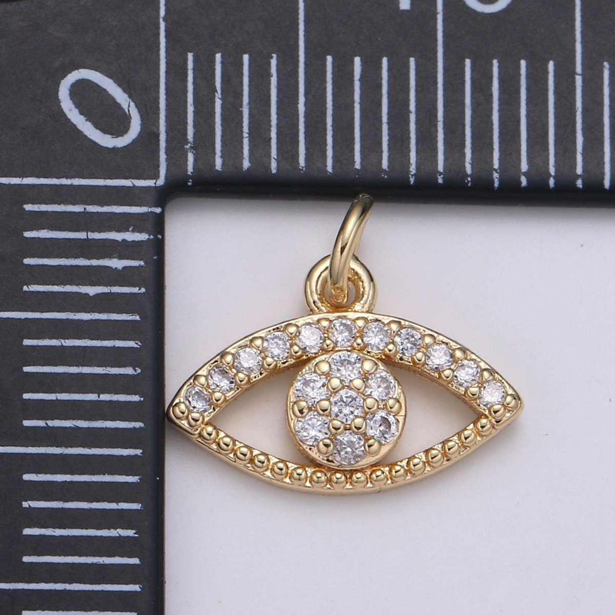 18K Gold Filled Crystal Eye Charm - E-098 - DLUXCA