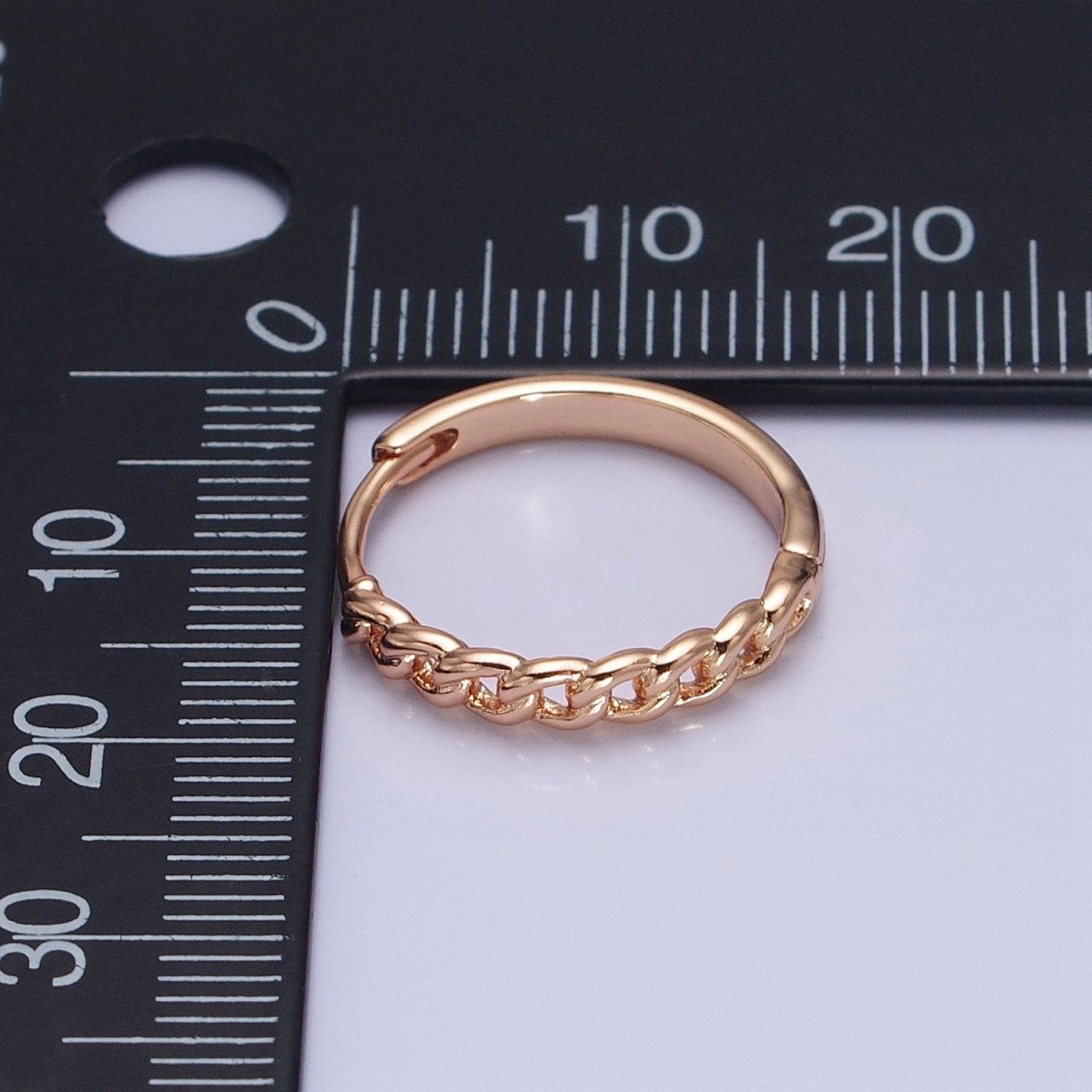 18K Gold Filled Curb Link Chain Endless Hoop Huggie Earrings |AD-1411 - DLUXCA