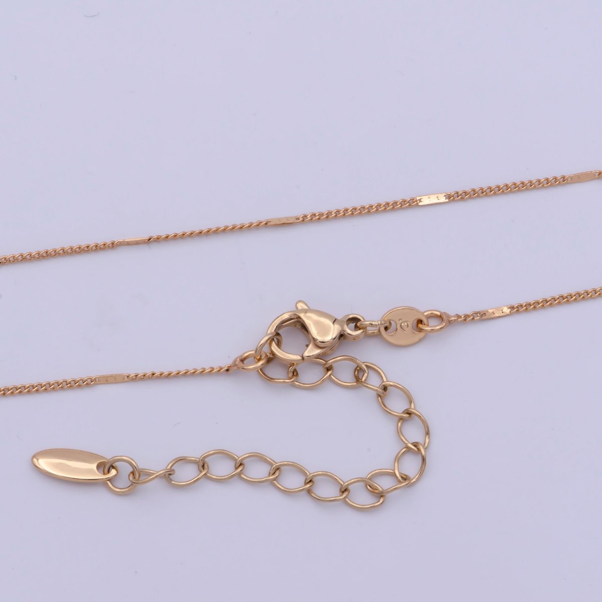 18k Gold Filled Curb Necklace Dainty Curb Necklace 18 inch + 2 inch Extender long Ready to Wear Chain | WA-475 Clearance Pricing - DLUXCA