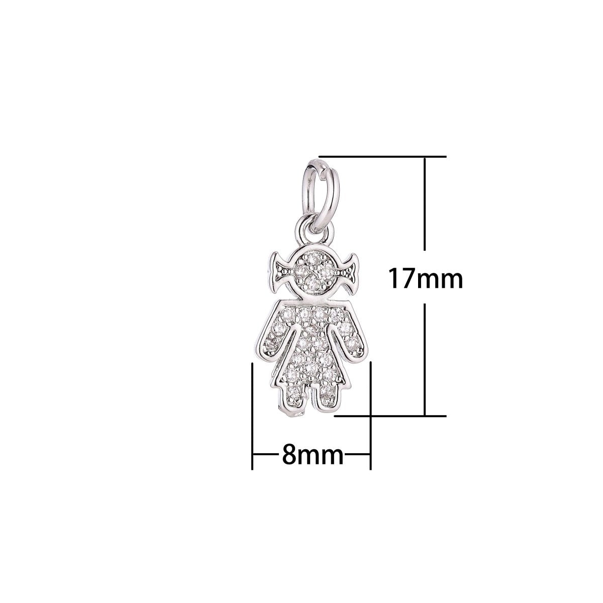 18K Gold Filled Cute Female Sign Child Children Daughter Cubic Zirconia Necklace Pendant Bracelet Earring Charm for Jewelry Making, CL-C067 - DLUXCA