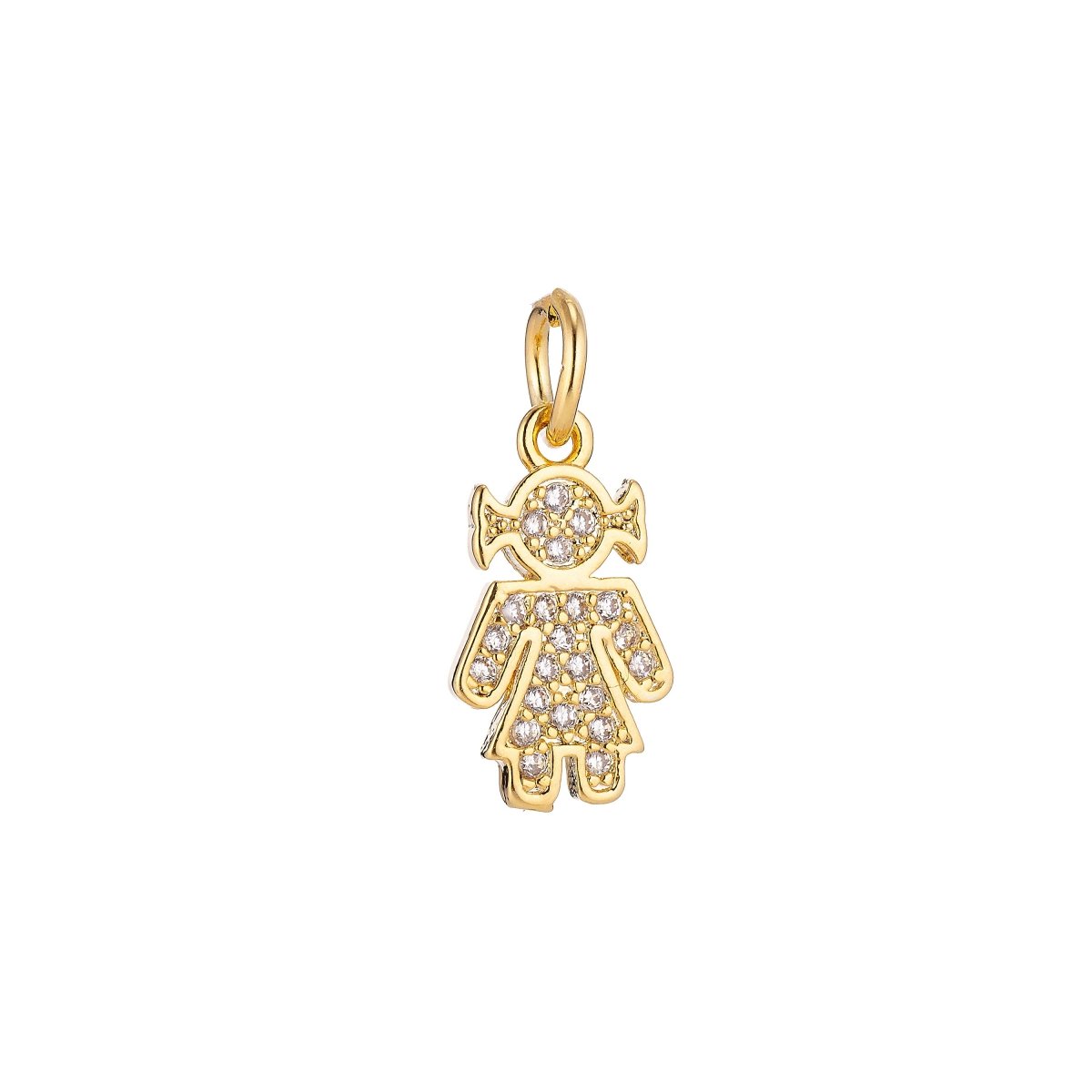 18K Gold Filled Cute Female Sign Child Children Daughter Cubic Zirconia Necklace Pendant Bracelet Earring Charm for Jewelry Making, CL-C067 - DLUXCA