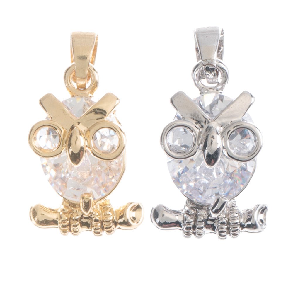 18K Gold Filled Cute Owl Charm Smart Student, Graduation, Bird Lover, CZ Bails Findings for Earring Necklace Pendant Jewelry Making Supplies H-752 - DLUXCA