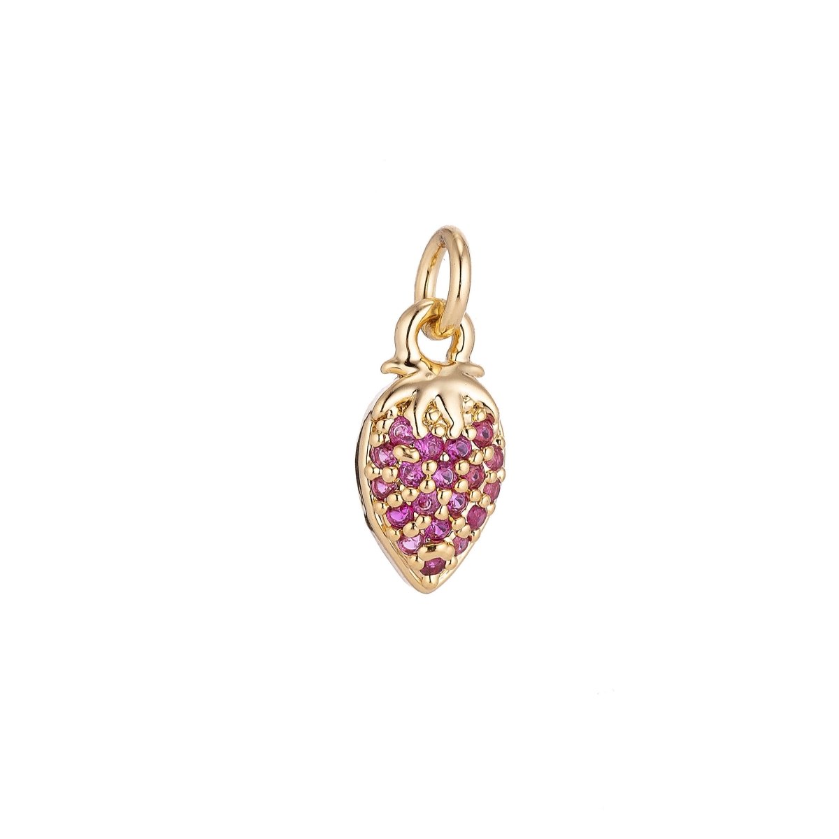 18K Gold Filled Cute Strawberry with Purple Cubic Zirconia Cabochons Bracelet Delicate Necklace Pendant Earring Gift For Jewelry Making, Silver Rose Gold Black Strawberry Charm C-132 - DLUXCA