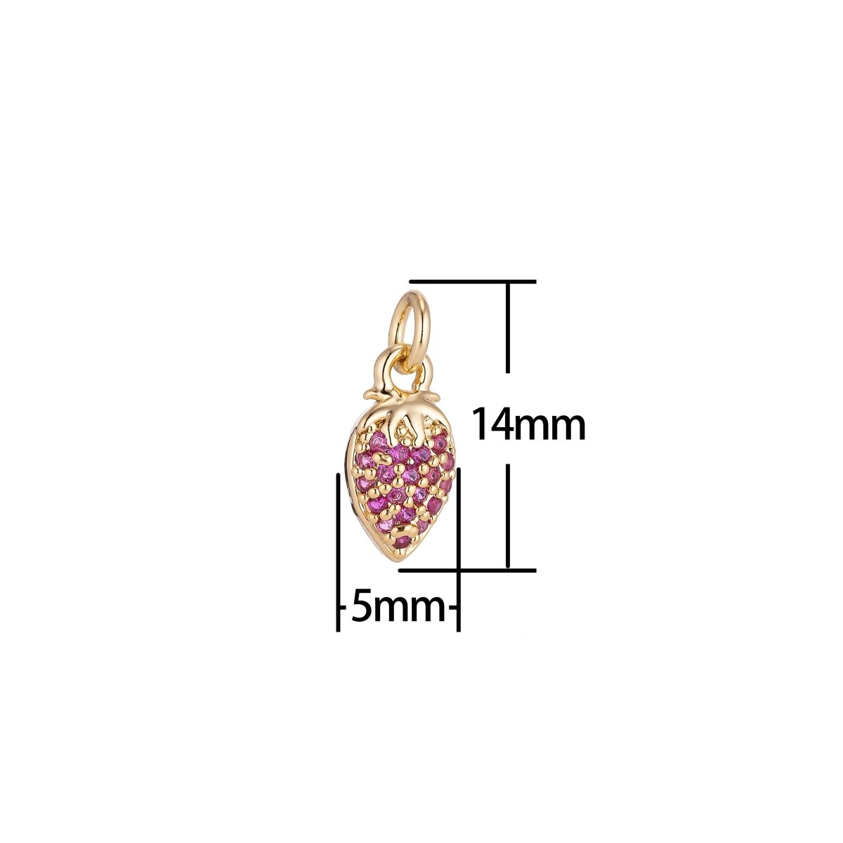 18K Gold Filled Cute Strawberry with Purple Cubic Zirconia Cabochons Bracelet Delicate Necklace Pendant Earring Gift For Jewelry Making, Silver Rose Gold Black Strawberry Charm C-132 - DLUXCA