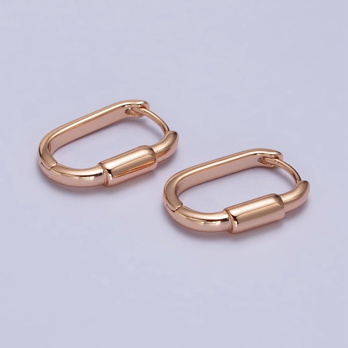 18K Gold Filled Cylinder 19mm, 17mm Oblong Hoop Earrings | AB1042 AB1083 - DLUXCA