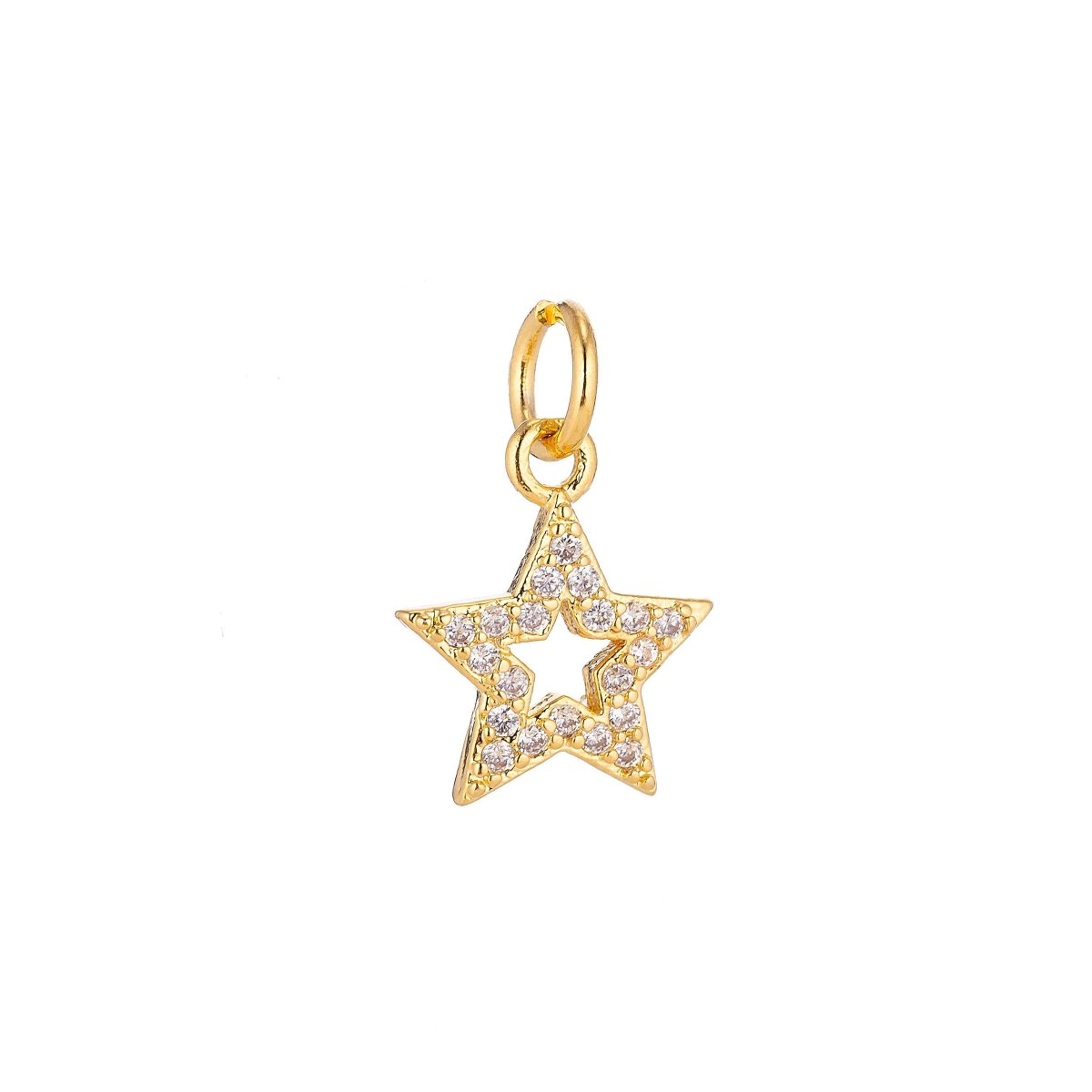 18K Gold Filled Dainty Cute Shining Star Stars Cubic Zirconia Necklace Pendant Bracelet Earring Charm for Jewelry Making C-071 - DLUXCA