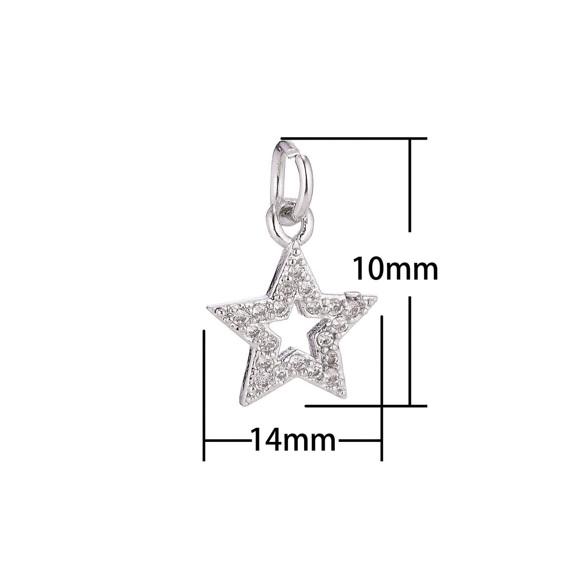 18K Gold Filled Dainty Cute Shining Star Stars Cubic Zirconia Necklace Pendant Bracelet Earring Charm for Jewelry Making C-071 - DLUXCA