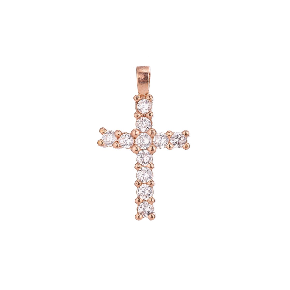 18k Gold Filled Dainty Delicate Cross Jesus Cubic Zirconia Necklace Pendant Bracelet Earring Charm Bails for Jewelry Making H-230 - DLUXCA