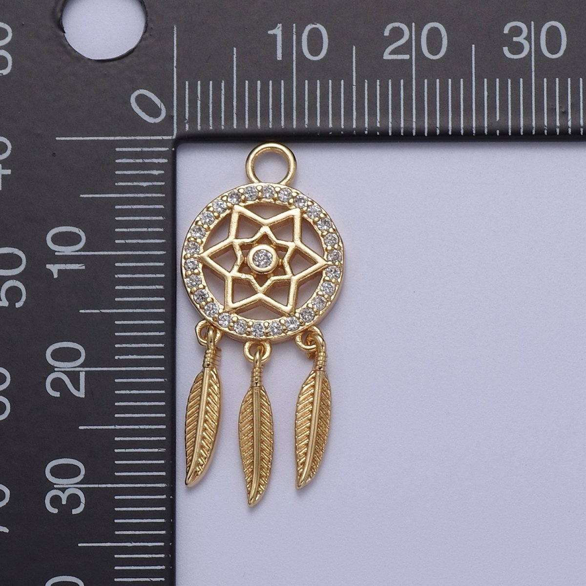 18k Gold Filled Dainty Dream Catcher Charm Bracelet Necklace Pendant Boho Charm for Jewelry Making Bohemian Inspired C-254 - DLUXCA