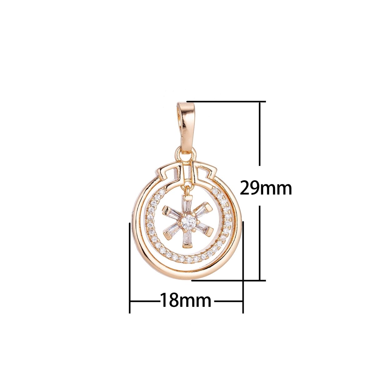 18k Gold Filled Dainty Flower, Floating Crystal, Delicate Cubic Zirconia Necklace Pendant Bead Bails Findings for Jewelry Making H-591 - DLUXCA