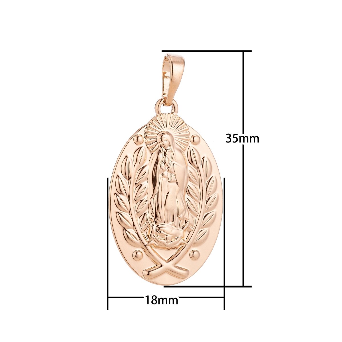 18k Gold Filled Dainty Holy Virgin Mother Mary, Delicate Flower Vine Necklace Pendant Bead Bails Findings for Jewelry Making H-576 - DLUXCA