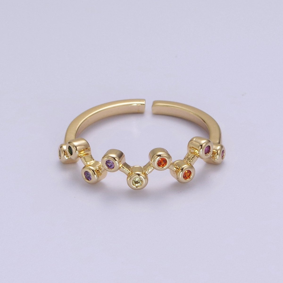 18K Gold Filled Dainty Ring Thin Cz Multicolored Rings - Colorful Stacking Ring - Minimalist Jewelry S-520 - DLUXCA