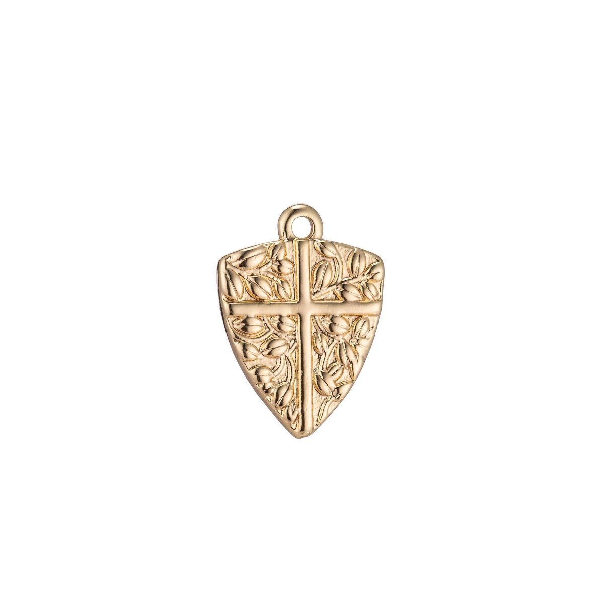 18k Gold filled Dainty Shield Charm Medieval Knight Cross Medallion Pendant for Necklace Earring Bracelet CharmC-325 - DLUXCA
