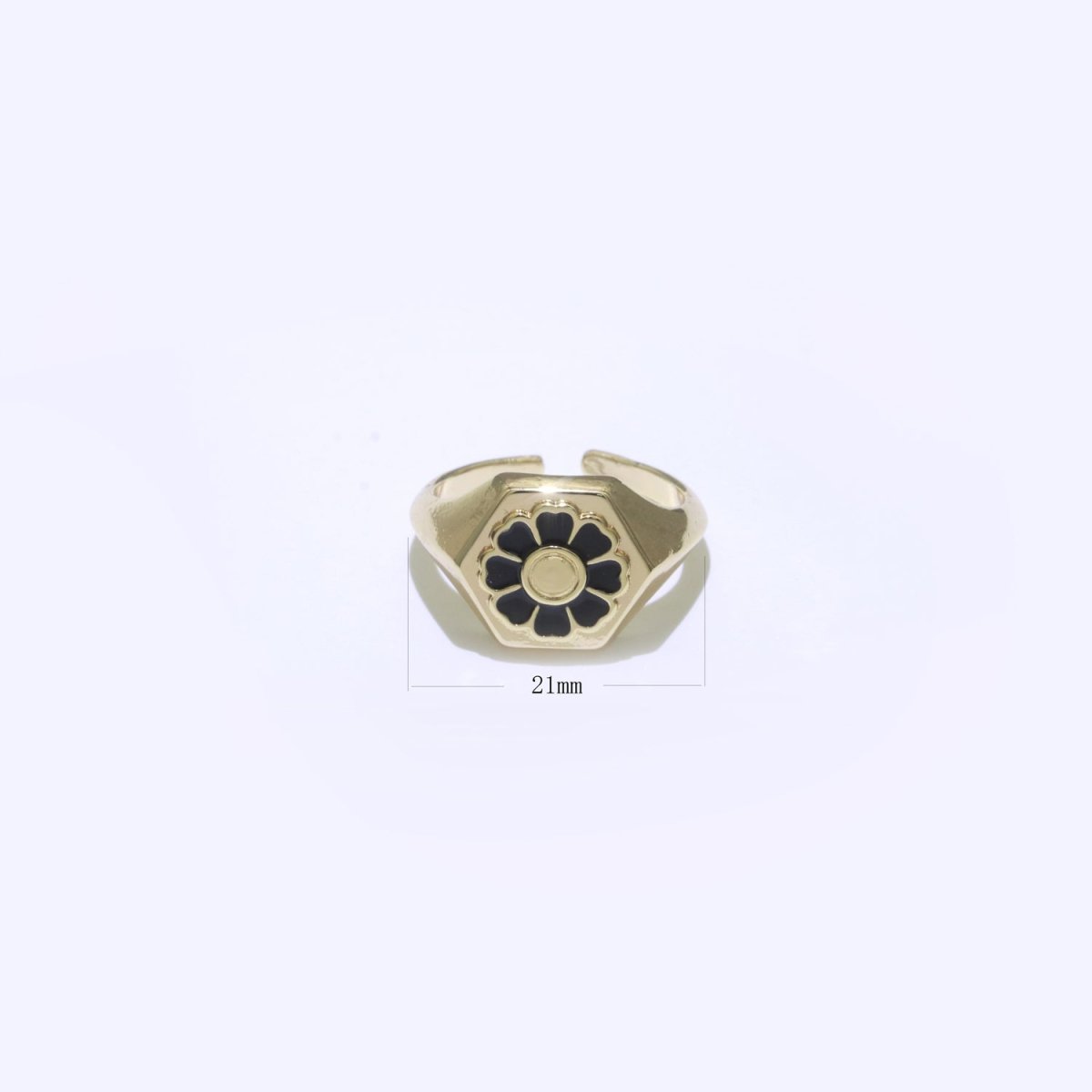 18K Gold Filled Daisy Ring Simple Gold Signet Ring Open Adjustable Ring for Stacking Jewelry O-444 ~ O-446 - DLUXCA