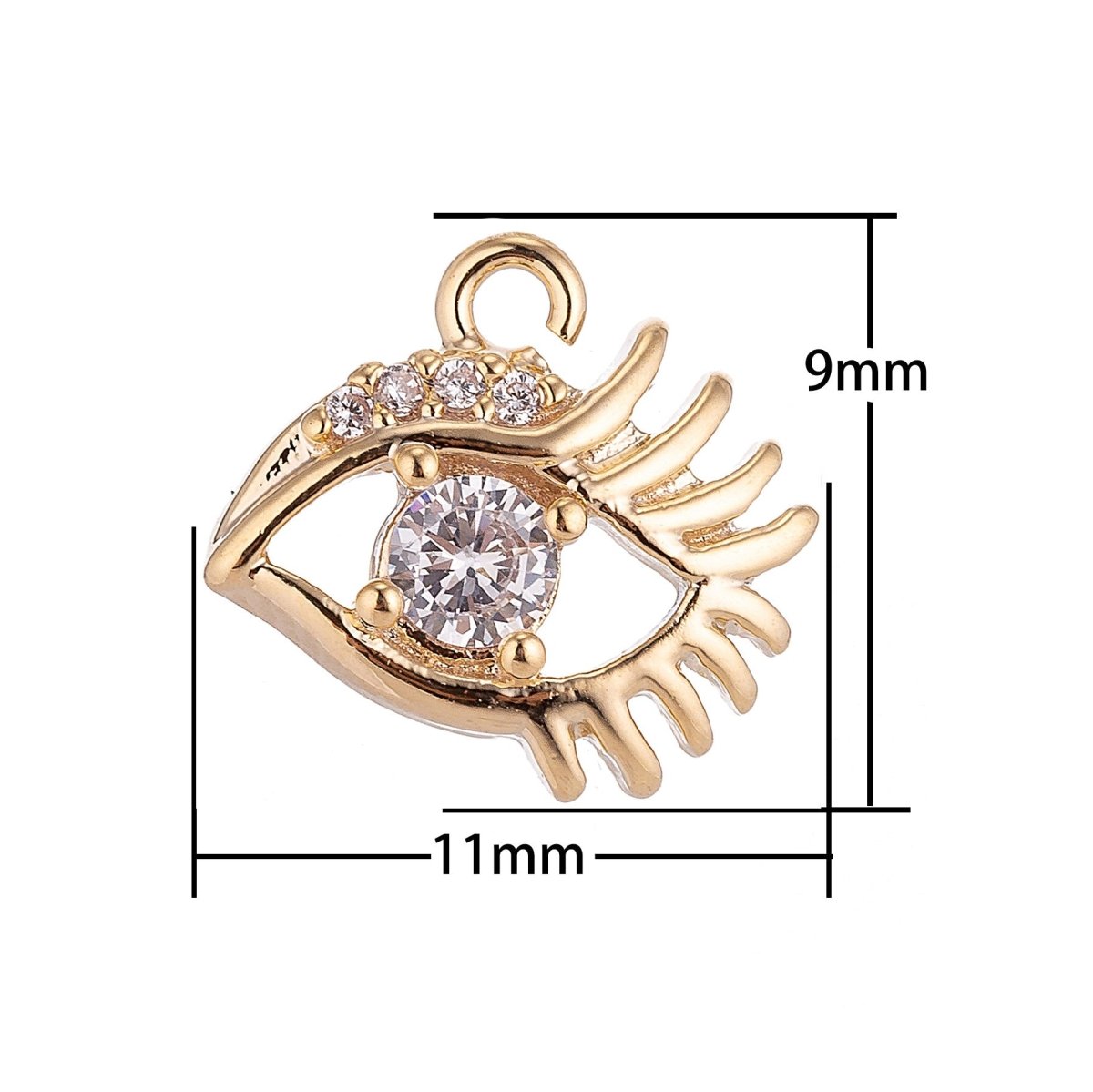 18K Gold Filled Delicate Cute One Eye with Eyelashes Cubic Zirconia Bracelet Necklace Pendant Earring Charm Gift for Woman Jewelry Making C-099 - DLUXCA