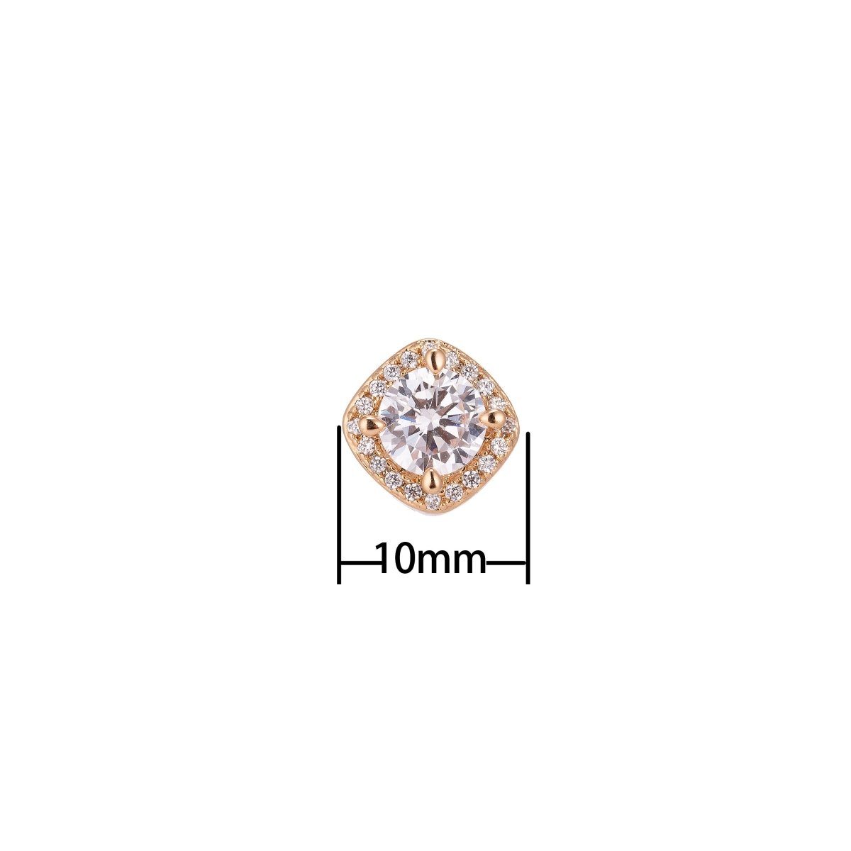 18K Gold Filled Delicate Rose Gold Diamond Shape Diamond Cut Cubic Zirconia Bracelet Bead Charm Necklace Pendant Findings for Jewelry Making | B-091 - DLUXCA